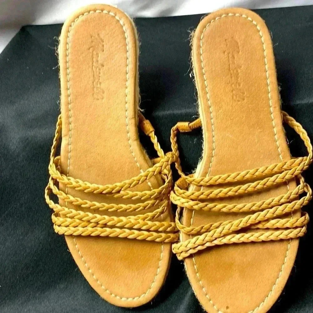 MADEWELL‎ WOMENS SIZE 7.5(9.5”) SLIP ON SANDAL BRAIDED STRAP FLAT JUTE HEEL